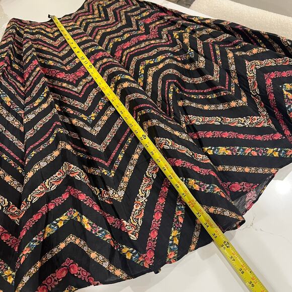 NWT La Fuori 100% silk flare midi skirt medium boho floral print side zip - Picture 7 of 9